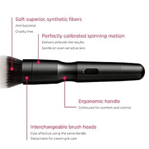 blendSMART1 Everyday Electric Makeup Brush Set (Black) - rotating technology airbrush tech smart beauty makeup
