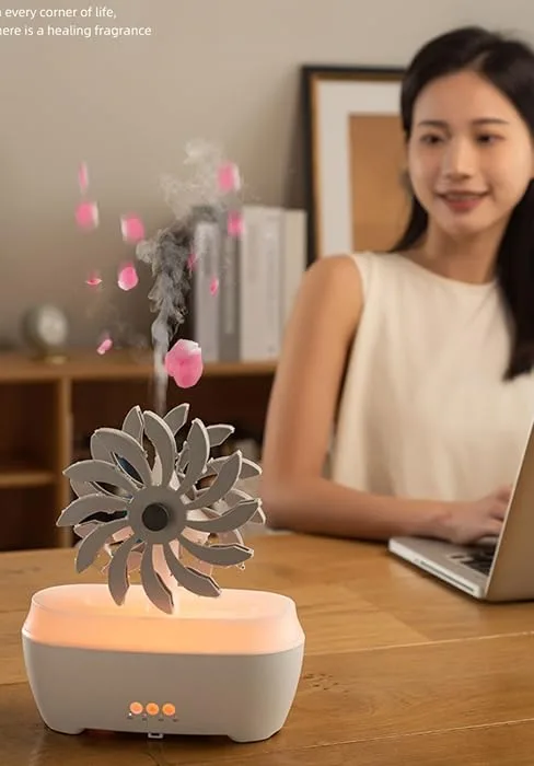 SereneMist Aroma Diffusers with Remote Control 300ml Premium Rain Cloud Humidifier Essential Oil Diffuser Christmas Lucky Tree Design 7-Color LED Lamps White (RainHome Diffusers) - Cloud Rain Humidifier