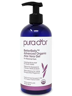 PURA D'OR BetterBelly Advanced Organic Aloe Vera Gel (16 fl oz / 473 mL) For Maternal Care - Hydrating Moisturizer, Reduces Appearance of Scars & Stretch Marks - For Belly, Body, and Legs - product information 2