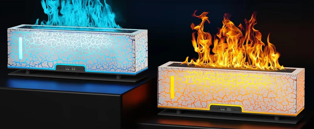 Diffuserlove Flame Diffuser Humidifier Essential Oil Diffusers 200ml Desk Aroma Diffusers for Home Office Cool Fire Air Diffuser White Crack - flame diffuser