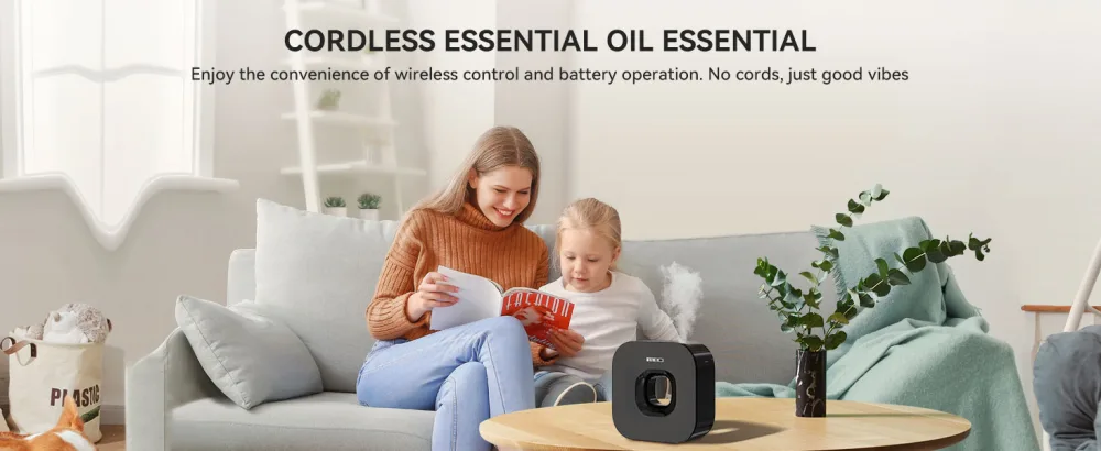 MEIDI Waterless Essential Oil Diffuser - Bluetooth Cordless Aromatherapy Diffuser with App Control Smart Timer Setting Hang-up Design and Wide Coverage for Home Office Hotel and SPA - Black - essential oil diffusers
