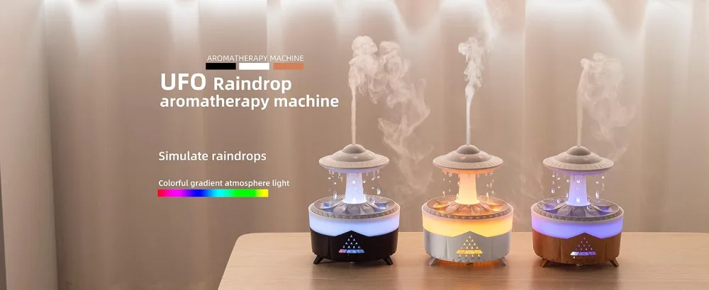 Rain Cloud Humidifier Oil Diffuser Water drip Aromatherapy Oil Diffuser & Zen Raining Cloud Night Light & Rain Drop Cloud Humidifier Mushroom Diffuser Relaxing Water Drop Sound for Bedside Sleeping - Rain Cloud Humidifier