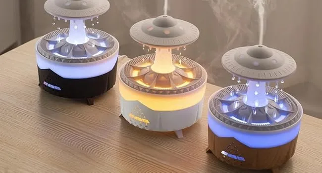 Rain Cloud Humidifier Oil Diffuser Water drip Aromatherapy Oil Diffuser & Zen Raining Cloud Night Light & Rain Drop Cloud Humidifier Mushroom Diffuser Relaxing Water Drop Sound for Bedside Sleeping - Rain Cloud Humidifier