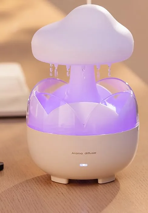 Rain Cloud Humidifier/Aromatherapy Essential Oil Diffuser 3 in 1 Essential oil Humidifiers 7 Colors Night Light Bedside Cute Raining Drop Sounds for Sleeping (Rain Cloud Humidifier Water Drip White) - rain cloud humidifier