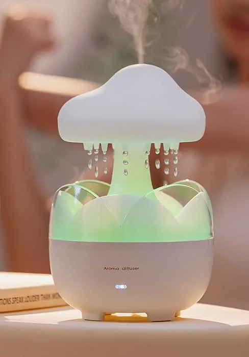 Rain Cloud Humidifier/Aromatherapy Essential Oil Diffuser 3 in 1 Essential oil Humidifiers 7 Colors Night Light Bedside Cute Raining Drop Sounds for Sleeping (Rain Cloud Humidifier Water Drip White) - rain cloud humidifier