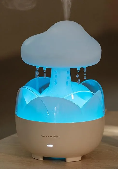 Rain Cloud Humidifier/Aromatherapy Essential Oil Diffuser 3 in 1 Essential oil Humidifiers 7 Colors Night Light Bedside Cute Raining Drop Sounds for Sleeping (Rain Cloud Humidifier Water Drip White) - rain cloud humidifier