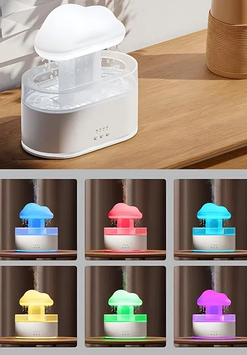 Top Spray 500ml Raindrop Diffusers Aromatherapy Essential Oil Diffuser Micro Humidifier Top Fill Humidifiers 7 Colors Night Light Bedside Sleeping Relaxing Mood (ZenDrops Relax Diffusers) - raindrop cloud humidifier