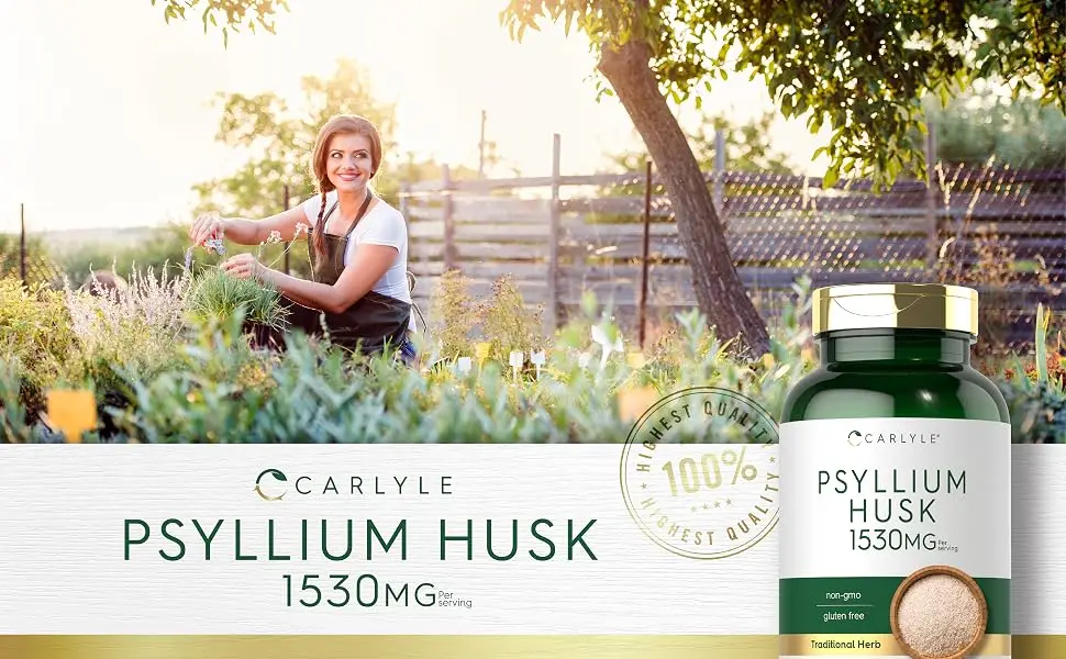 Psyllium Husk Capsules | 1530mg | 240 Caps | High Potency Fiber Supplement | Non-GMO, Gluten Free | by Carlyle - product information 6