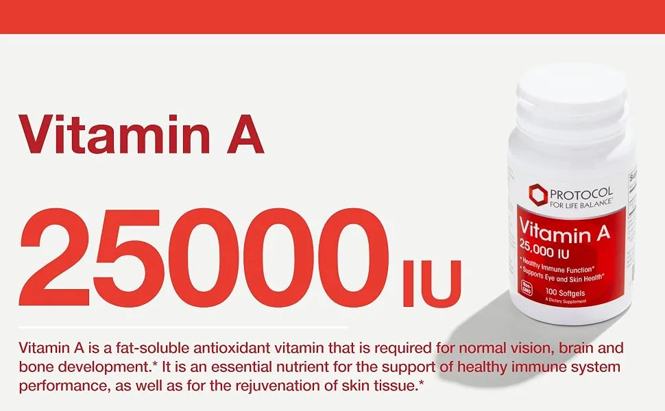 Protocol Vitamin A 25,000 IU - Eye, Retina, and Immune Health - 100 Softgels - Vitamin A