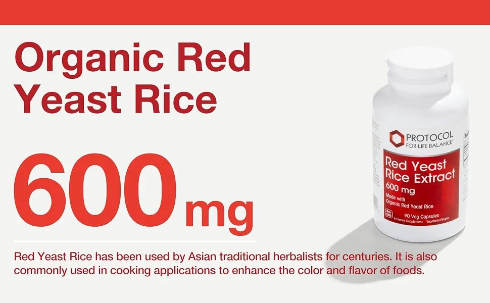 Protocol Red Yeast Rice Extract 600mg - Traditional Herbalism - 90 Veg Caps - Red Yeast Rice Extract