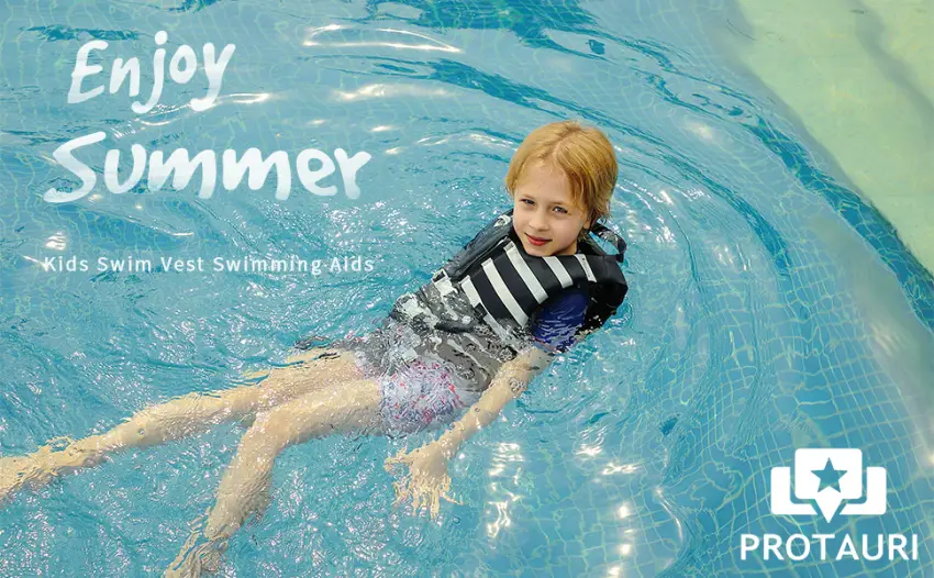 PROTAURI Kids Swim Aid Training Float Vest Learn to Swim for Tollders Navy S(1-3Years) - PROTAURI Kids Swim Vest