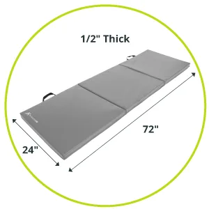 ProsourceFit Tri-Fold Folding Thick Exercise Mat 6x2 with Carrying Handles for Tumbling, MMA, Martial Arts, Gymnastics, Stretching, Core Workouts Black - tiles protective cushion cushioning cleaner shorts
