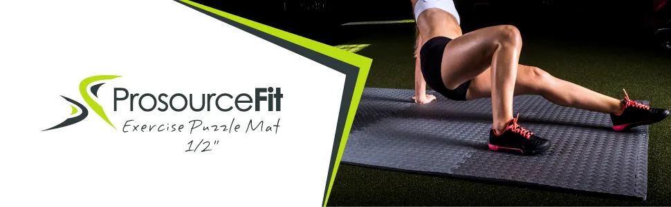ProsourceFit Puzzle Exercise Mat , EVA Foam Interlocking Tiles Protective Flooring for Gym Equipment and Cushion for Workouts Black 1/2" Thick 24 Square Feet - Prosource Fit Puzzle Exercise Mat, EVA Foam Interlocking Tiles, Protective Flooring