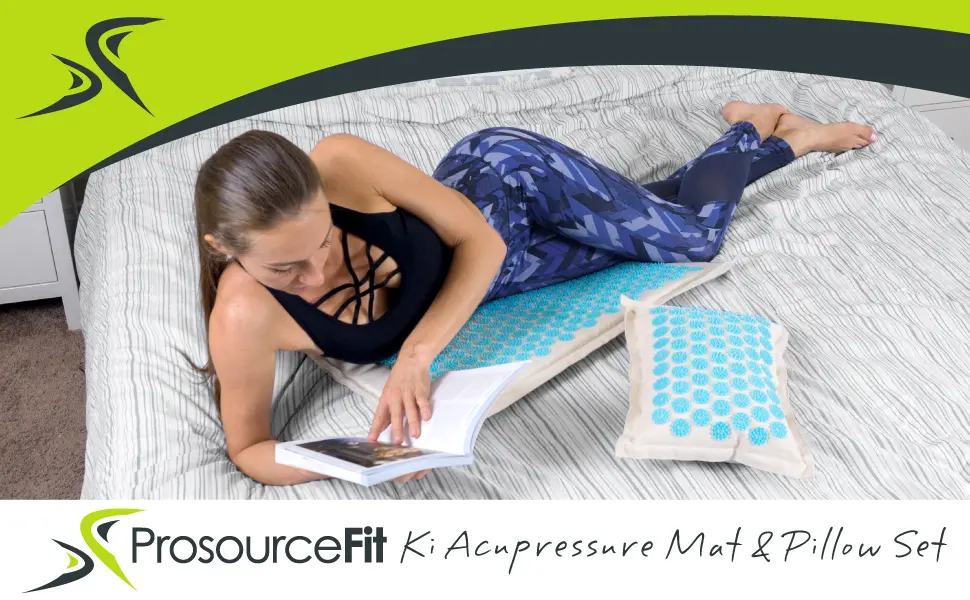 ProsourceFit Ki Acupressure Mat and Pillow Set with 100% Natural Linen for Back/Neck Pain Relief and Muscle Relaxation Sand Dunes - ProsourceFit KI Acupressure mat and Pillow Set