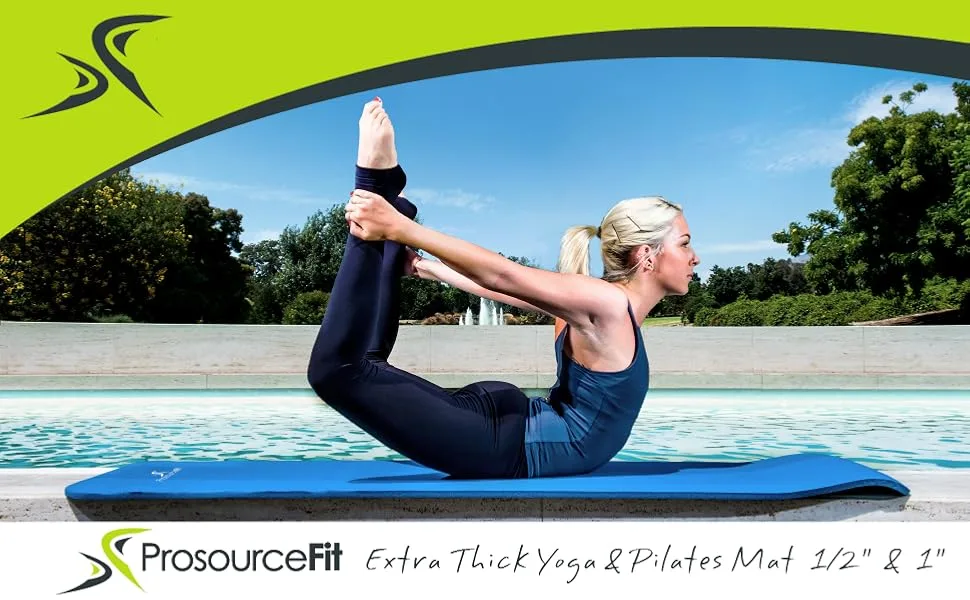 ProsourceFit Extra Thick Yoga Pilates Exercise mat Blue 1/2" - ProsourceFit Extra thick yoga mat 1/2