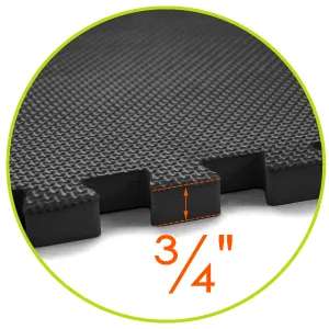 Prosource Fit Extra Thick Puzzle Exercise Mat 3/4" or 1, EVA Foam Interlocking Tiles for Protective, Cushioned Workout Flooring for Home and Gym Equipment Black 1" Thick 24 Square Feet - floor mat interlocking rubber baby playpen