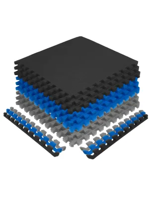 Prosource Fit Extra Thick Puzzle Exercise Mat 3/4" or 1, EVA Foam Interlocking Tiles for Protective, Cushioned Workout Flooring for Home and Gym Equipment Black 1" Thick 24 Square Feet - : Interlocking foam mats, foam mats, interlocking foam tiles, foam interlocking mats, foam mat tiles