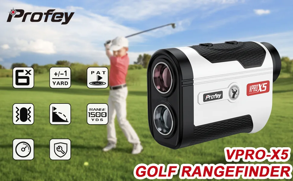Profey Golf Rangefinder with Slope, 6X Magnification Laser Range Finder, High-Precision Flag Lock Pulse Vibration, Yards Slope ON/Off Tournament Legal Rangefinder, with Gift Box - range finder golfing