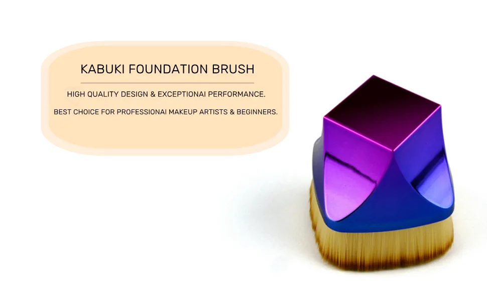 Professional Foundation Brush for Face, Synthetic Flat Top Kabuki Makeup Brushes Liquid Blending Mineral Powder Buffing Stippling Shimmer Bronzer Makeup Tools, Gradient Blue / Purple - MAKEUP BRUSHES HIGH QUALITY DESIGN
