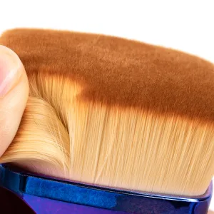 Professional Foundation Brush for Face, Synthetic Flat Top Kabuki Makeup Brushes Liquid Blending Mineral Powder Buffing Stippling Shimmer Bronzer Makeup Tools, Gradient Blue / Purple - PREMIUM BRISTLES