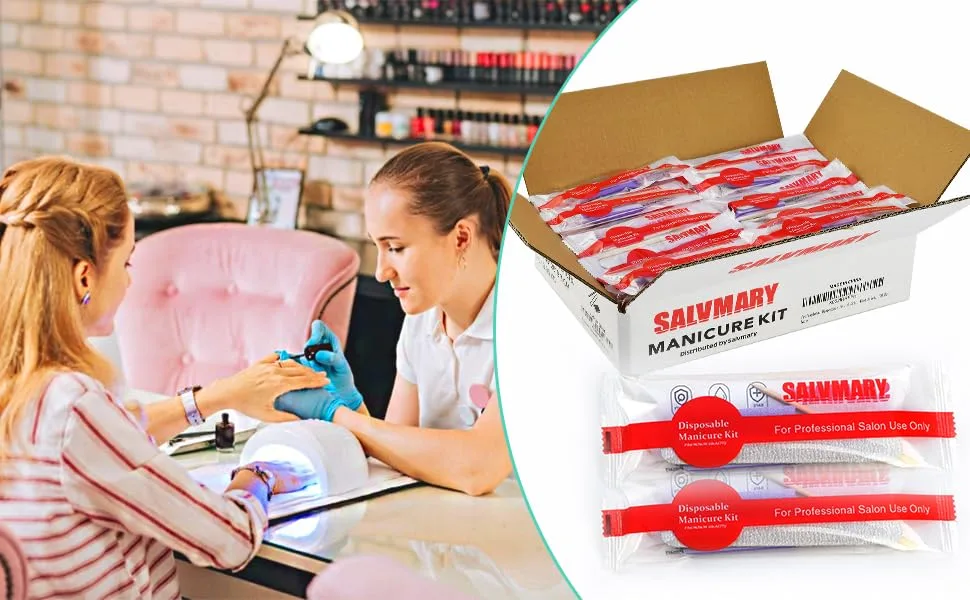 Professional Disposable Manicure Kit Basics 3 Piece Nail Kit, Wood Nail File 100/180 Grit, Mini Buffer 80/100 Grit, Wood Stick, 100 Set - product information 7