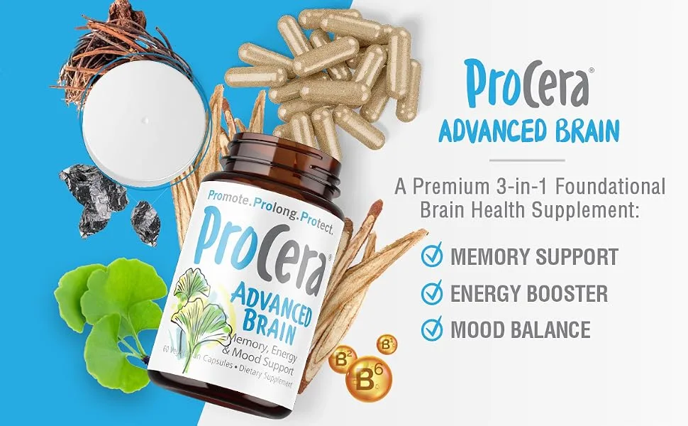 Procera Advanced Brain Supplement | Memory & Brain Booster | 3-in-1 Nootropics Brain Support Supplement | w/ Ashwagandha, Rhodiola, Ginseng, Ginkgo, Phosphatidylserine & Vitamin B Complex - product information 2