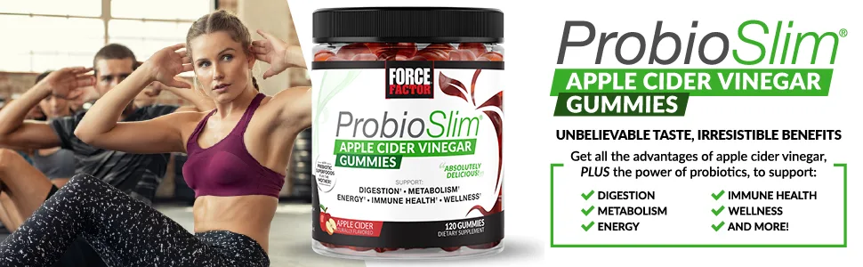 ProbioSlim Apple Cider Vinegar Gummies with Organic Apple Cider Vinegar and LactoSpore Probiotics and Prebiotics to Support Digestion, Metabolism, and Immune Health, 120 Count (Pack of 1) 120 Count (Pack of 1) 120 Gummies - ProbioSlim Apple Cider Vinegar Gummies Unbelievable Taste, Incredible Benefits