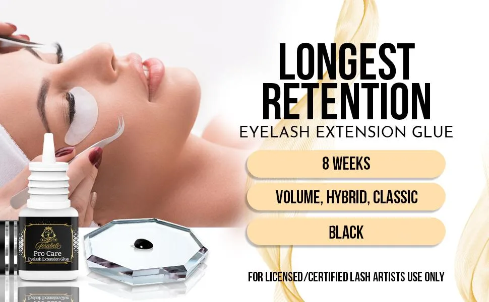 Pro Care Strong Eyelash Extension Glue - Forabeli 5ml / 1-2 Sec Drying time/Retention 8 Weeks/Procare Black Lash Adhesive/Professional Use Only - FORABELI Beauty