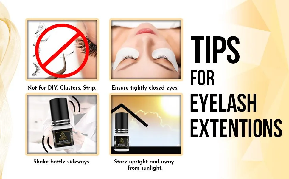 Pro Care Strong Eyelash Extension Glue - Forabeli 5ml / 1-2 Sec Drying time/Retention 8 Weeks/Procare Black Lash Adhesive/Professional Use Only - tips for eyelash extensions