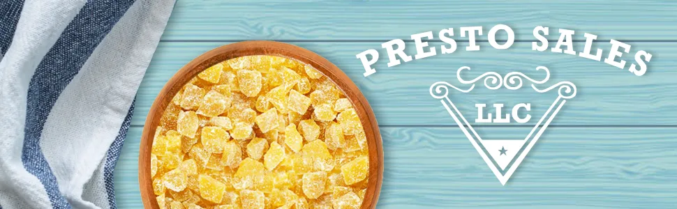 Presto Sales Crystallized Ginger Pieces 112 oz | Unsulphured Dried Candied Ginger 3-5 mm Pieces | All Natural, Non-GMO | Resealable 7 lbs Pouch Bag - product information 1