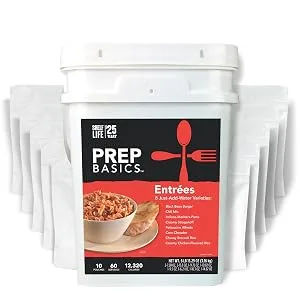 Prep Basics Entre Variety Pail, 8 Emergency Meal Varieties, 392 Total Grams Protein, Up to 25 Year Shelf Life, 98.4 Oz - Prep Basics Entree Variety Pail