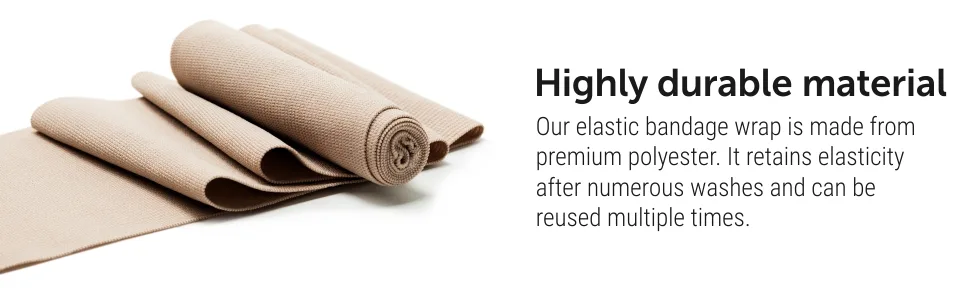 Premium Elastic Bandage Wrap - 2 Pack + 18 Extra Clips - Wide (6 inch) Compression Bandage - Stretches up to 15ft in Length - compression bandage elastic bandage wrap compression wrap ankle wrap for sprain compression tape