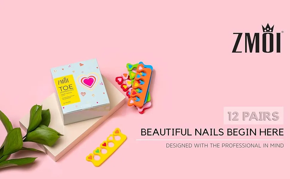 Premium Colorful Heart Toe Separators - Cute Design for Kids - Super Soft, Durable 24 Pieces ZMOI - kid toe separator