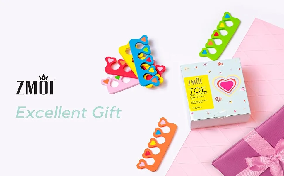 Premium Colorful Heart Toe Separators - Cute Design for Kids - Super Soft, Durable 24 Pieces ZMOI - Toe separator