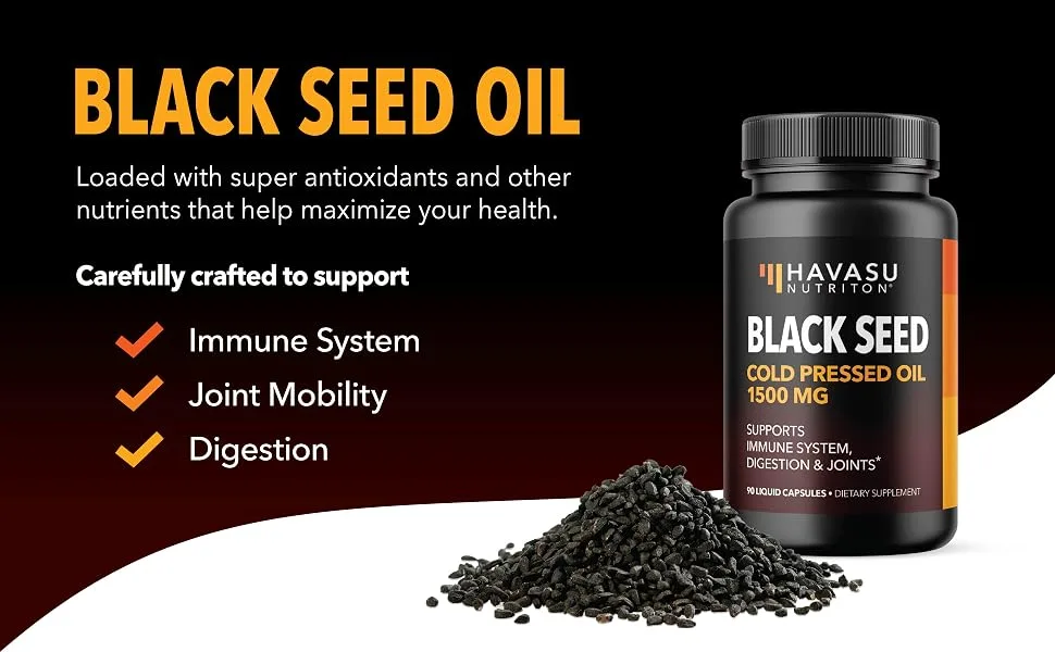 Premium Cold-Pressed Black Seed Oil Liquid Capsules for Immune Support and Joint & Digestive Health 90 Capsules - black seed oil anti inflammatory