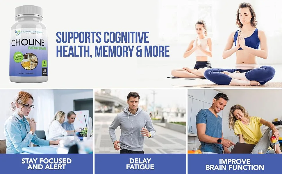 Premium Choline - 500 mg - 120 Veggie Capsules - by Doctor Recommended Supplements - Supports Cognitive Health, Memory & More 120 Count (Pack of 1) - choline supplements
