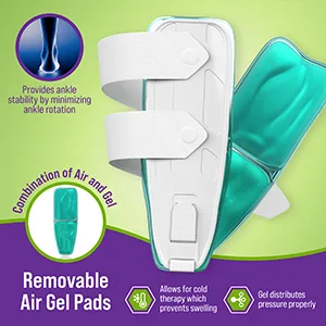 Premium Air Stirrup Ankle Brace Stabilizer With Air & Gel Cold Therapy - One Size Fits All 1 Pack - product information 10