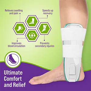 Premium Air Stirrup Ankle Brace Stabilizer With Air & Gel Cold Therapy - One Size Fits All 1 Pack - product information 8