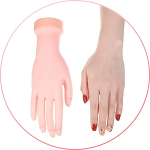 Practice Hand Nail Design Training Hand Flexible Fake Hand with 500 Pieces Fake Nails Acrylic False Fingernails and 25 Sheets Double Sided Adhesive Tabs for Manicure Practice Tool (Transparent Nails) - product information 5