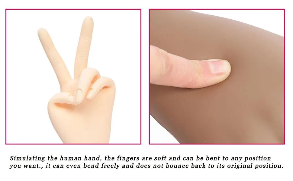 Practice Hand for Acrylic Nails, Nail Hand Practice, Hand for Nail Practice, Flexible Bendable Mannequin Hand, Professional Nail Art Trainer Acrylic Practice Hand 1Pc Dark Hand - hand for nail practice