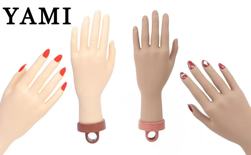 Practice Hand for Acrylic Nails, Nail Hand Practice, Hand for Nail Practice, Flexible Bendable Mannequin Hand, Professional Nail Art Trainer Acrylic Practice Hand 1Pc Dark Hand - paractice hand for acrylic hand