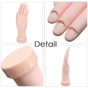 Practice Hand for Acrylic Nail, Fake Hand for Nails Practice, Flexible Movable Fake Hand Manicure Practice Tool, Nail Art Training Practice  - product information 3