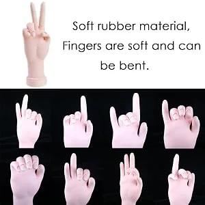 Practice Hand for Acrylic Nail, Fake Hand for Nails Practice, Flexible Movable Fake Hand Manicure Practice Tool, Nail Art Training Practice  - product information 4