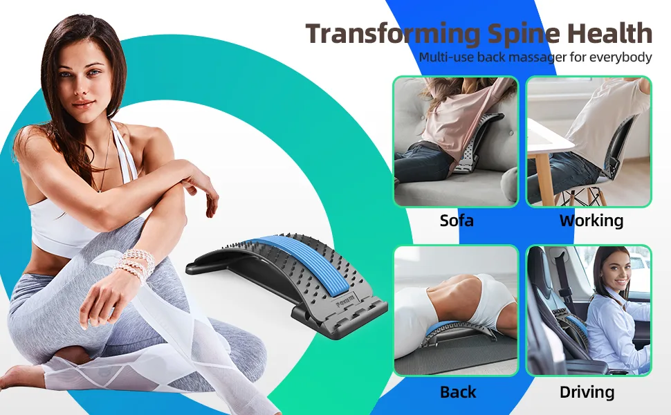 Poxum Back Stretcher for Lower Back Pain Relief, Back Cracker Board, Multi-Level Back Massager Lumbar, Spinal and Back Stretching Device for Spine Decompression, Herniated Disc, Sciatica Pain Relief - Back Massager