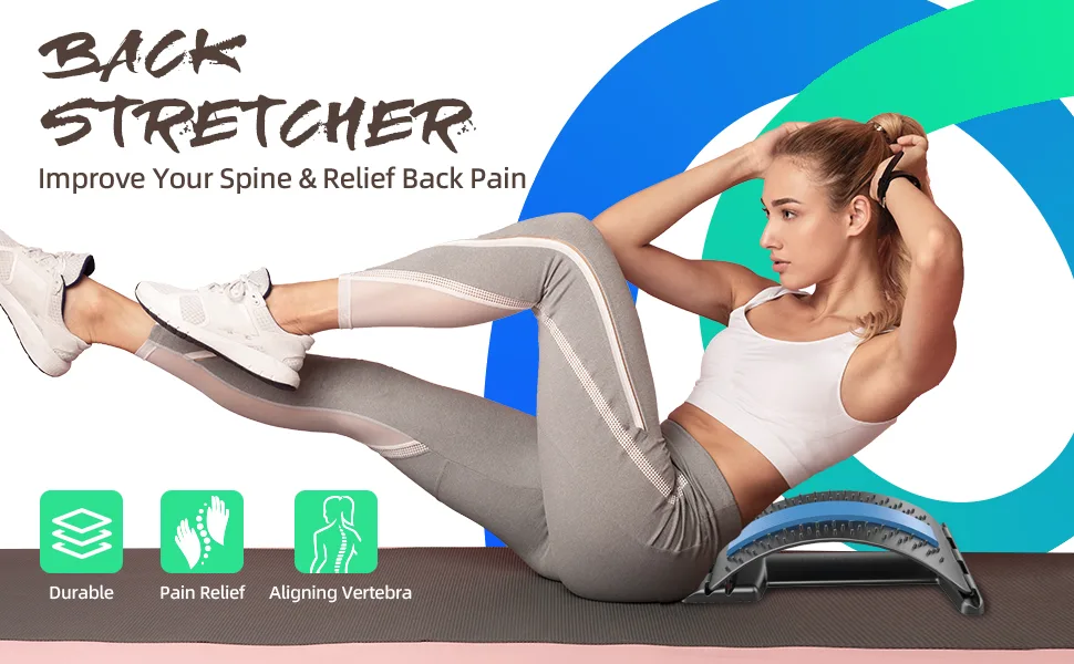 Poxum Back Stretcher for Lower Back Pain Relief, Back Cracker Board, Multi-Level Back Massager Lumbar, Spinal and Back Stretching Device for Spine Decompression, Herniated Disc, Sciatica Pain Relief - Back stretcher