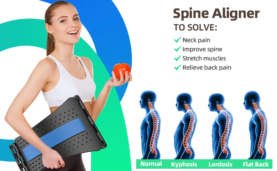 Poxum Back Stretcher for Lower Back Pain Relief, Back Cracker Board, Multi-Level Back Massager Lumbar, Spinal and Back Stretching Device for Spine Decompression, Herniated Disc, Sciatica Pain Relief - Back Stretcher