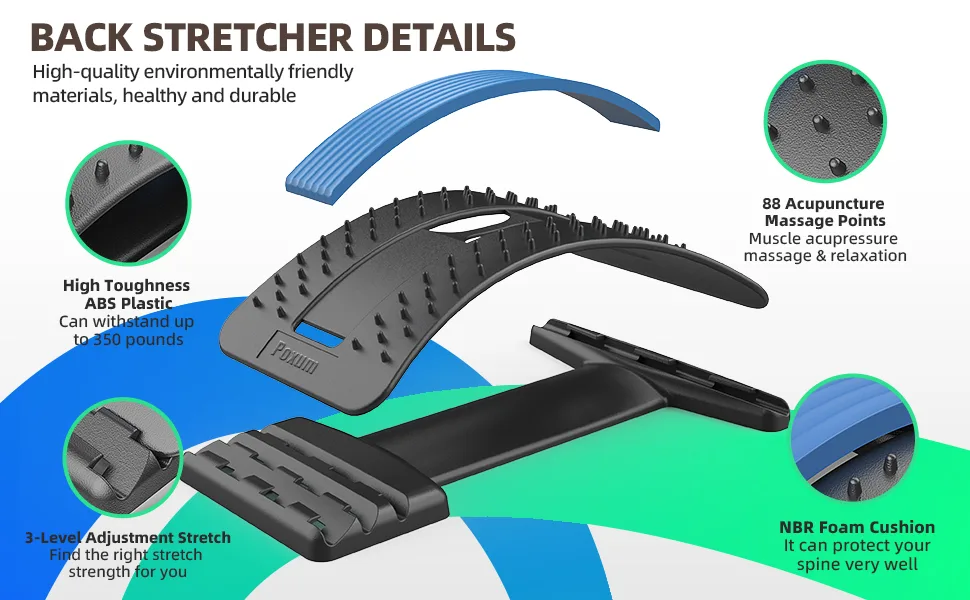 Poxum Back Stretcher for Lower Back Pain Relief, Back Cracker Board, Multi-Level Back Massager Lumbar, Spinal and Back Stretching Device for Spine Decompression, Herniated Disc, Sciatica Pain Relief - Back Stretcher