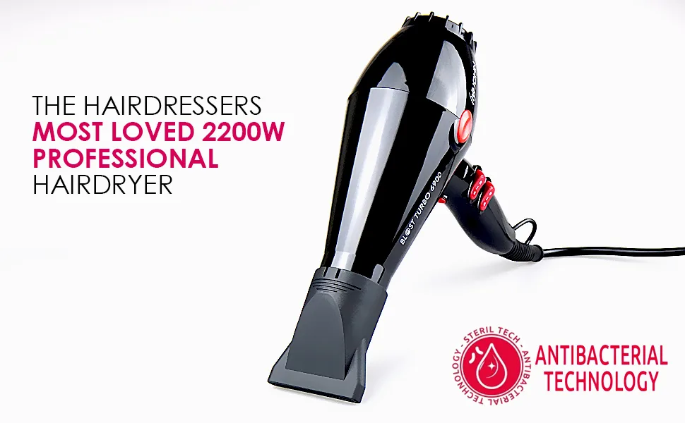 Powerful 2200w Ionic Hair Dryer, Fast Drying Professional Blow Dryer, JOHN Blast Turbo 6900 - professional hair dryer