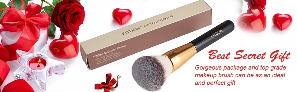 Powder Makeup Brush, FITDON Kabuki Brush for Face Large Coverage Mineral Powder Bronzer Foundation Blending Blush Buffing Powder Brush - Gift Set