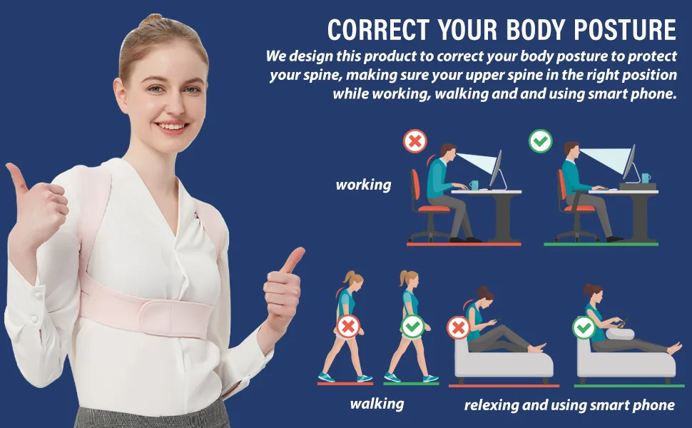 Posture Corrector for Women and Men, Vicorrect Adjustable Upper Back Brace for Clavicle Support and Providing Pain Relief from Neck, Shoulder, and Upper Back S-M (25"-35") Small/Medium - posture corrector